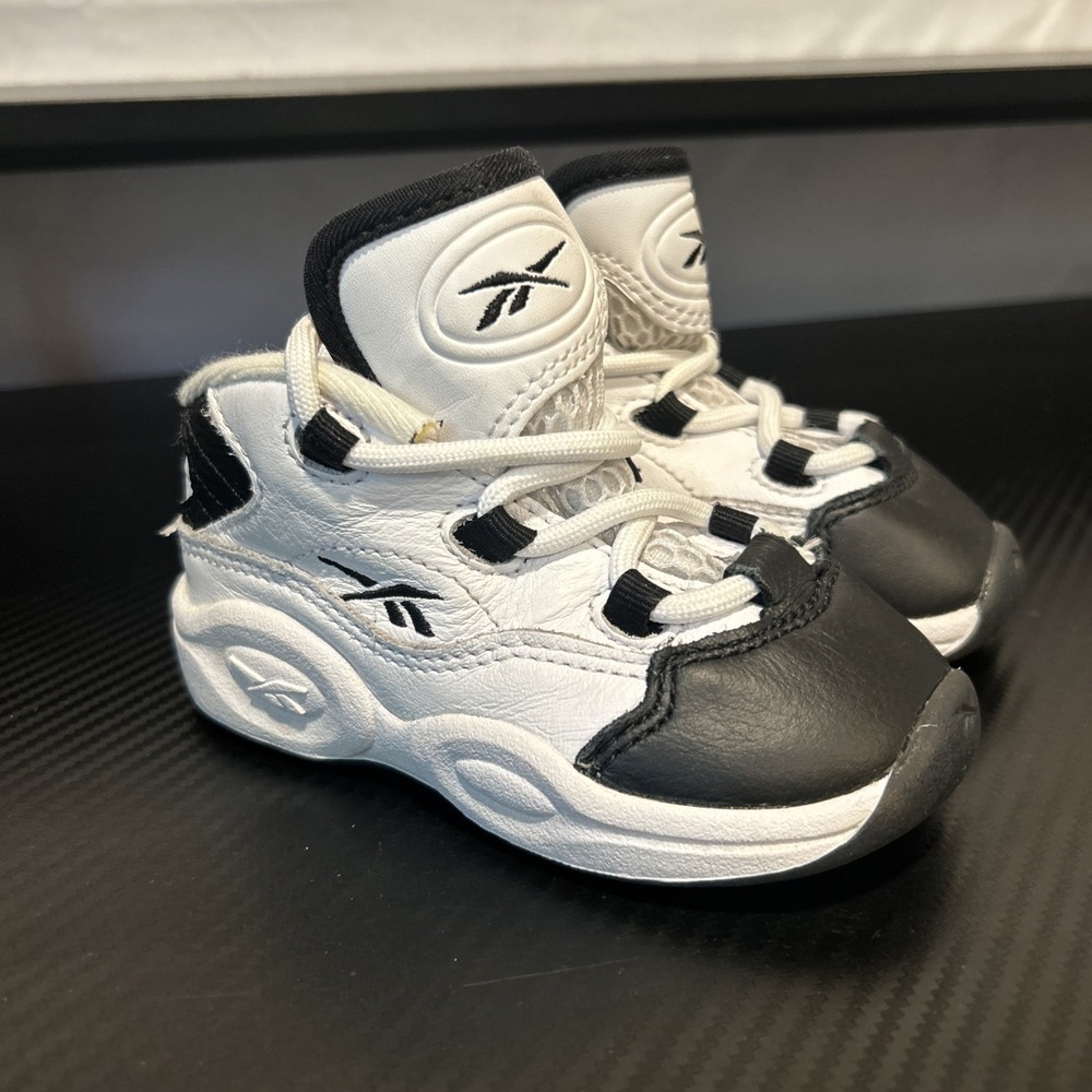 Rare 2021 Reebok Question Mid Toddler " Why‎ Not Us?" size 6 Black And White